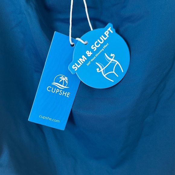 NWT Cupshe Light Blue and Navy One Piece Swimsuit - Picture 7 of 7